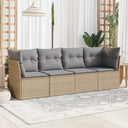 vidaXL 4-delige Loungeset met kussens poly rattan zwart