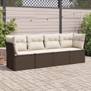 vidaXL 4-delige Loungeset met kussens poly rattan zwart
