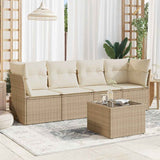 vidaXL 4-delige Loungeset met kussens poly rattan zwart