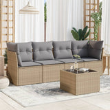 vidaXL 4-delige Loungeset met kussens poly rattan zwart