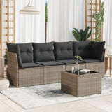 vidaXL 4-delige Loungeset met kussens poly rattan zwart