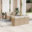 vidaXL 6-delige Loungeset met kussens poly rattan zwart