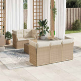 vidaXL 6-delige Loungeset met kussens poly rattan zwart