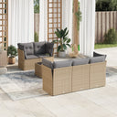 vidaXL 6-delige Loungeset met kussens poly rattan zwart