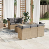 vidaXL 6-delige Loungeset met kussens poly rattan zwart