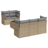 vidaXL 6-delige Loungeset met kussens poly rattan zwart