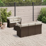 vidaXL 6-delige Loungeset met kussens poly rattan zwart