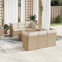 vidaXL 7-delige Loungeset met kussens poly rattan zwart