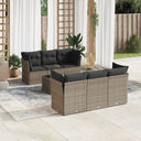 vidaXL 7-delige Loungeset met kussens poly rattan zwart