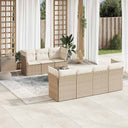 vidaXL 8-delige Loungeset met kussens poly rattan zwart