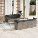 vidaXL 8-delige Loungeset met kussens poly rattan zwart