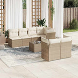 vidaXL 8-delige Loungeset met kussens poly rattan zwart