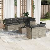 vidaXL 8-delige Loungeset met kussens poly rattan zwart