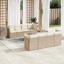 vidaXL 9-delige Loungeset met kussens poly rattan zwart