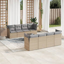 vidaXL 9-delige Loungeset met kussens poly rattan zwart