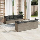 vidaXL 9-delige Loungeset met kussens poly rattan zwart