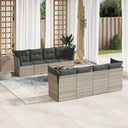 vidaXL 9-delige Loungeset met kussens poly rattan zwart