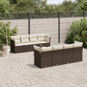 vidaXL 9-delige Loungeset met kussens poly rattan zwart