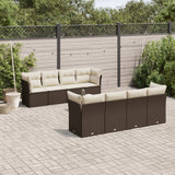 vidaXL 9-delige Loungeset met kussens poly rattan zwart