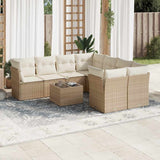 vidaXL 9-delige Loungeset met kussens poly rattan zwart