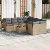 vidaXL 9-delige Loungeset met kussens poly rattan zwart