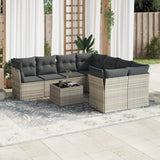 vidaXL 9-delige Loungeset met kussens poly rattan zwart