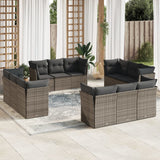 vidaXL 12-delige Loungeset met kussens poly rattan zwart