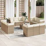 vidaXL 12-delige Loungeset met kussens poly rattan zwart