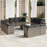 vidaXL 12-delige Loungeset met kussens poly rattan zwart