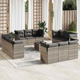 vidaXL 12-delige Loungeset met kussens poly rattan zwart