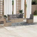 vidaXL 5-delige Loungeset met kussens poly rattan zwart