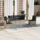 vidaXL 5-delige Loungeset met kussens poly rattan zwart