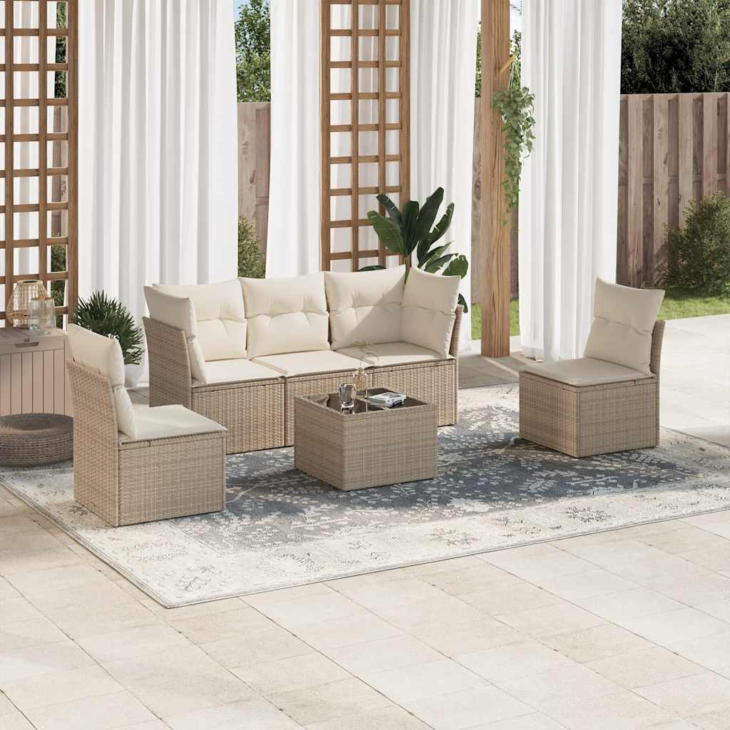 vidaXL 5-delige Loungeset met kussens poly rattan zwart