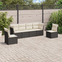 vidaXL 6-delige Loungeset met kussens poly rattan zwart