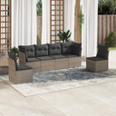 vidaXL 6-delige Loungeset met kussens poly rattan zwart