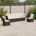 vidaXL 6-delige Loungeset met kussens poly rattan zwart