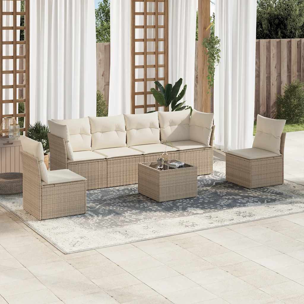 vidaXL 6-delige Loungeset met kussens poly rattan zwart