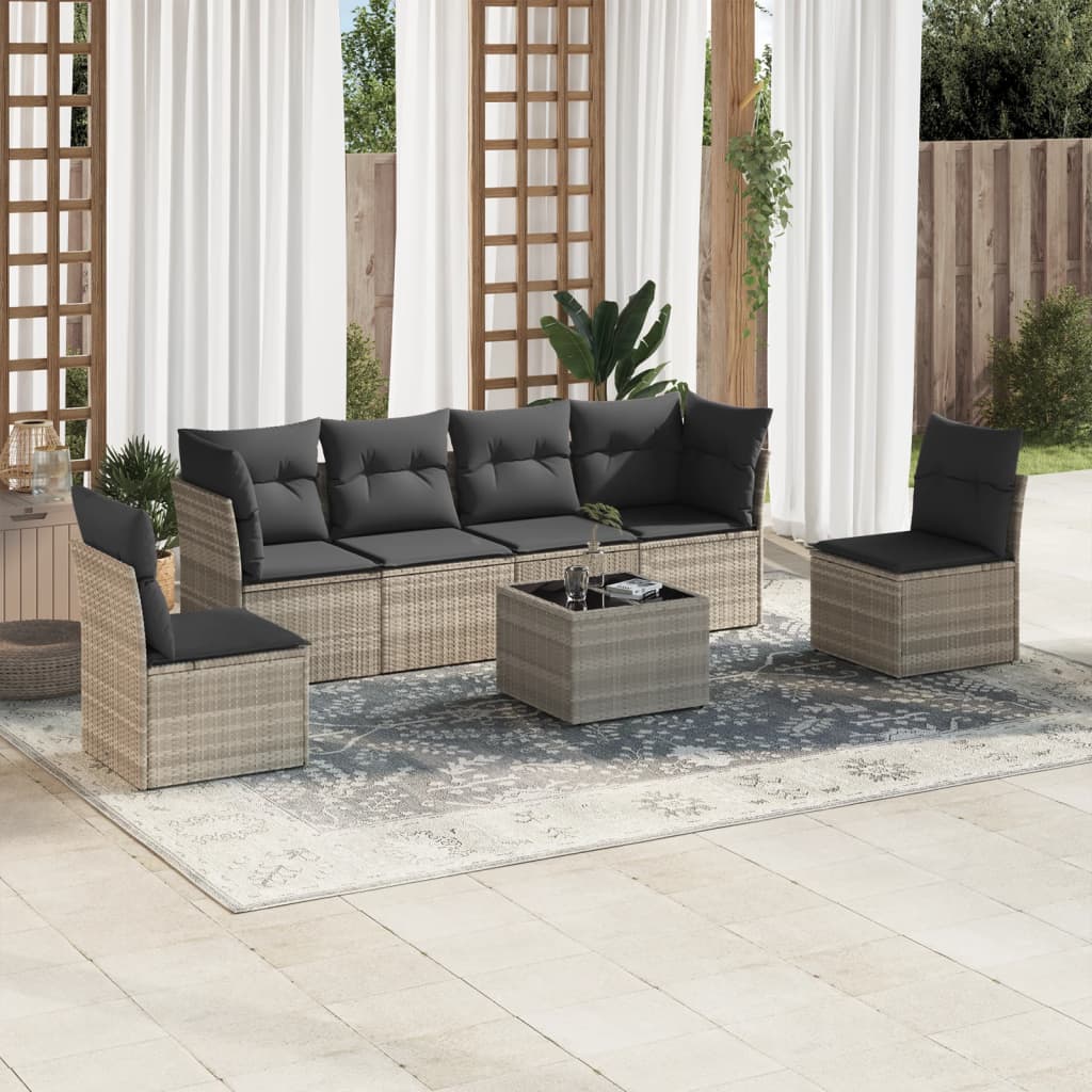 vidaXL 6-delige Loungeset met kussens poly rattan zwart