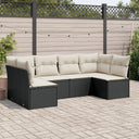 vidaXL 6-delige Loungeset met kussens poly rattan zwart