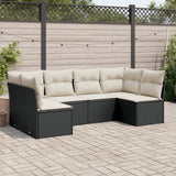 vidaXL 6-delige Loungeset met kussens poly rattan zwart