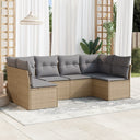 vidaXL 6-delige Loungeset met kussens poly rattan zwart