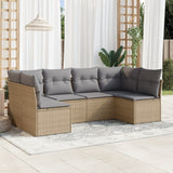 vidaXL 6-delige Loungeset met kussens poly rattan zwart