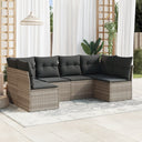 vidaXL 6-delige Loungeset met kussens poly rattan zwart