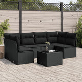 vidaXL 6-delige Loungeset met kussens poly rattan zwart