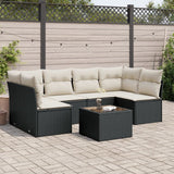 vidaXL 6-delige Loungeset met kussens poly rattan zwart
