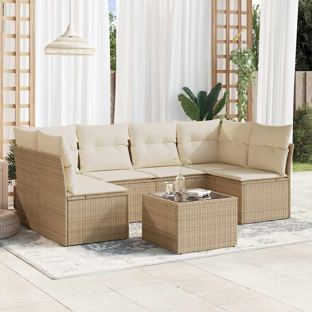 vidaXL 6-delige Loungeset met kussens poly rattan zwart