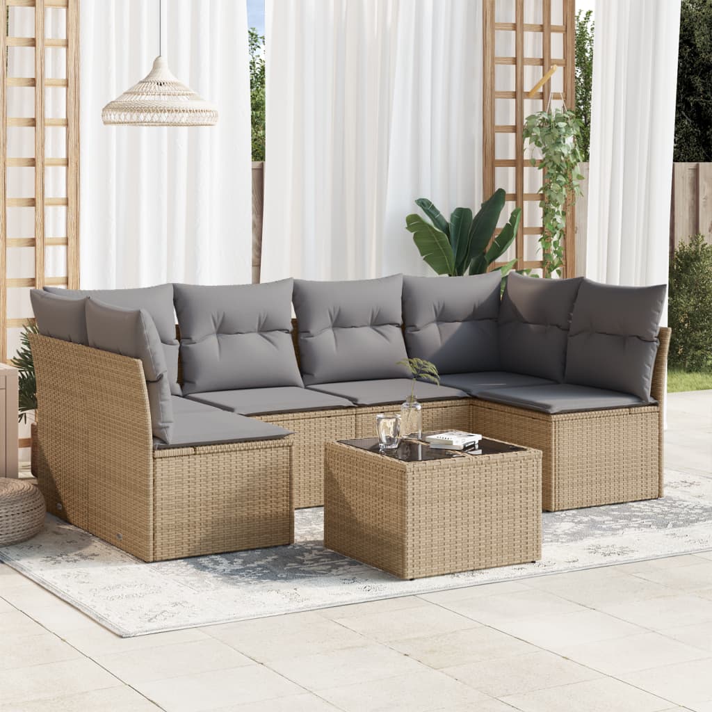 vidaXL 6-delige Loungeset met kussens poly rattan zwart