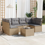 vidaXL 6-delige Loungeset met kussens poly rattan zwart
