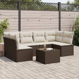 vidaXL 6-delige Loungeset met kussens poly rattan zwart