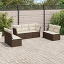 vidaXL 7-delige Loungeset met kussens poly rattan zwart